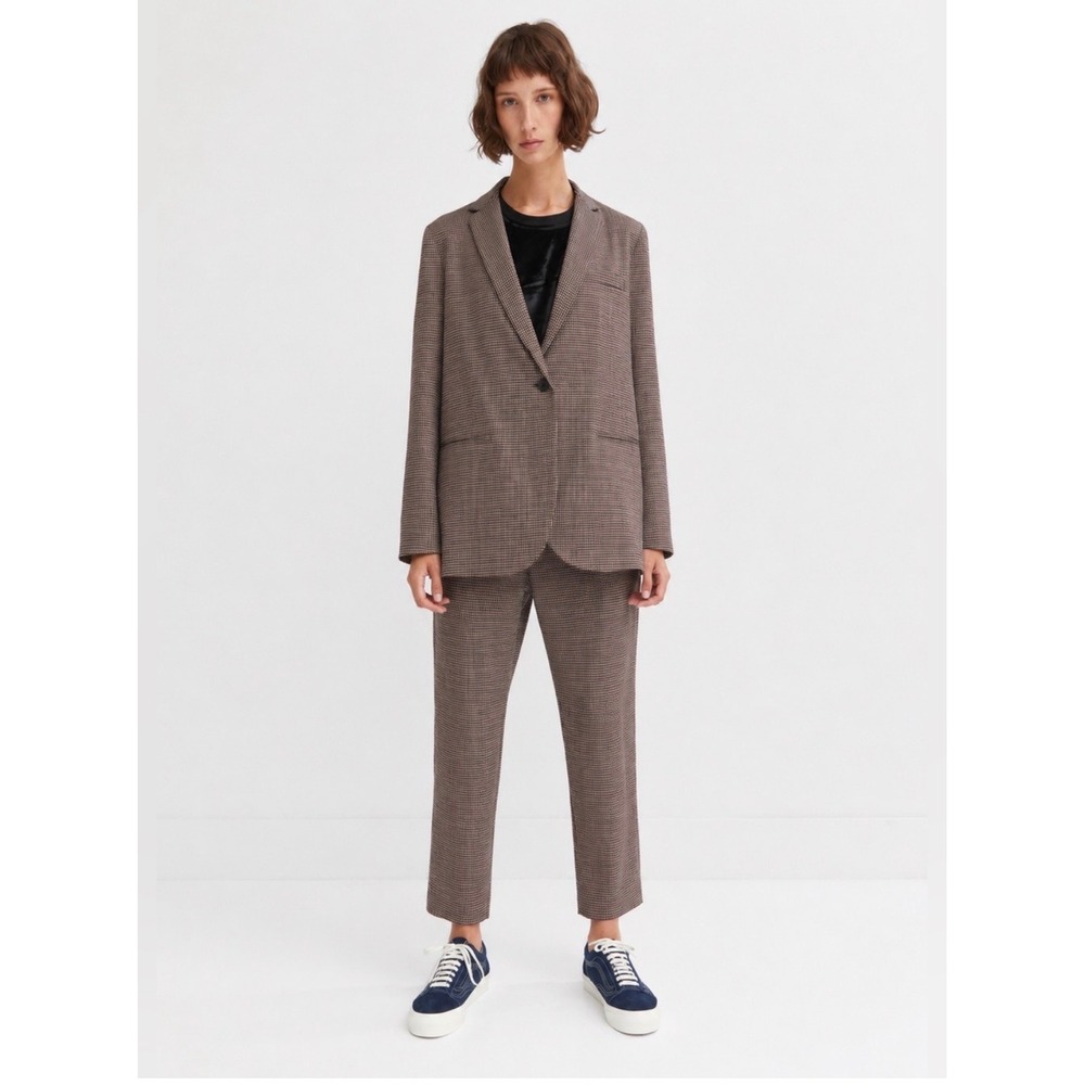 6397 New Swing Houndstooth Blazer Size S Wool Blend Oversized Designer